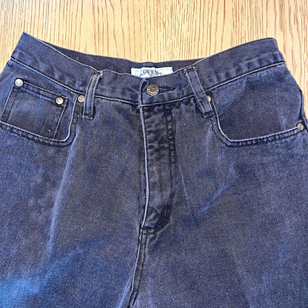 Vtg 80s 90s Guess Georges Marciano High Waist Black Denim Mom Jeans Tag 20 30